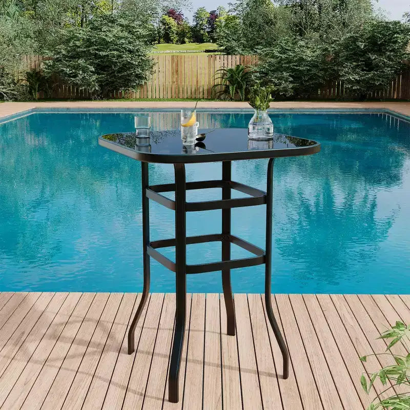 Lot de 2 tabourets de bar pivotants d'extérieur toutes saisons – Chaises de terrasse à dossier haut avec accoudoirs, hauteur comptoir pour terrasse, patio ou jardin