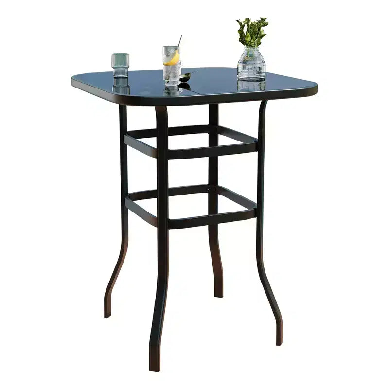 All-Weather Outdoor Swivel Bar Chair Set (2 Pack)  High Back Counter-Height Patio Stools with Armrests for Deck, Patio or Backyard