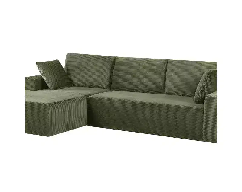 Divano componibile moderno convertibile Whisen da 108'', accogliente divano letto con chaise longue a destra in morbido tessuto a coste, nessun assemblaggio richiesto