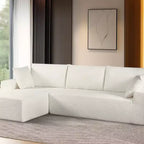 Divano componibile moderno convertibile Whisen da 108'', accogliente divano letto con chaise longue a destra in morbido tessuto a coste, nessun assemblaggio richiesto