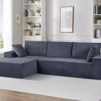 Divano componibile moderno convertibile Whisen da 108'', accogliente divano letto con chaise longue a destra in morbido tessuto a coste, nessun assemblaggio richiesto