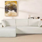 Divano componibile moderno convertibile Whisen da 108'', accogliente divano letto con chaise longue a destra in morbido tessuto a coste, nessun assemblaggio richiesto