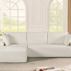 Divano componibile moderno convertibile Whisen da 108'', accogliente divano letto con chaise longue a destra in morbido tessuto a coste, nessun assemblaggio richiesto