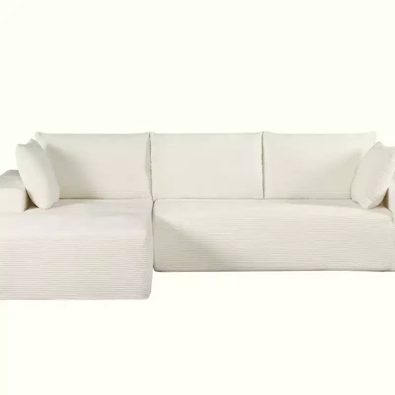 Divano componibile moderno convertibile Whisen da 108'', accogliente divano letto con chaise longue a destra in morbido tessuto a coste, nessun assemblaggio richiesto
