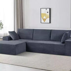 Divano componibile moderno convertibile Whisen da 108'', accogliente divano letto con chaise longue a destra in morbido tessuto a coste, nessun assemblaggio richiesto