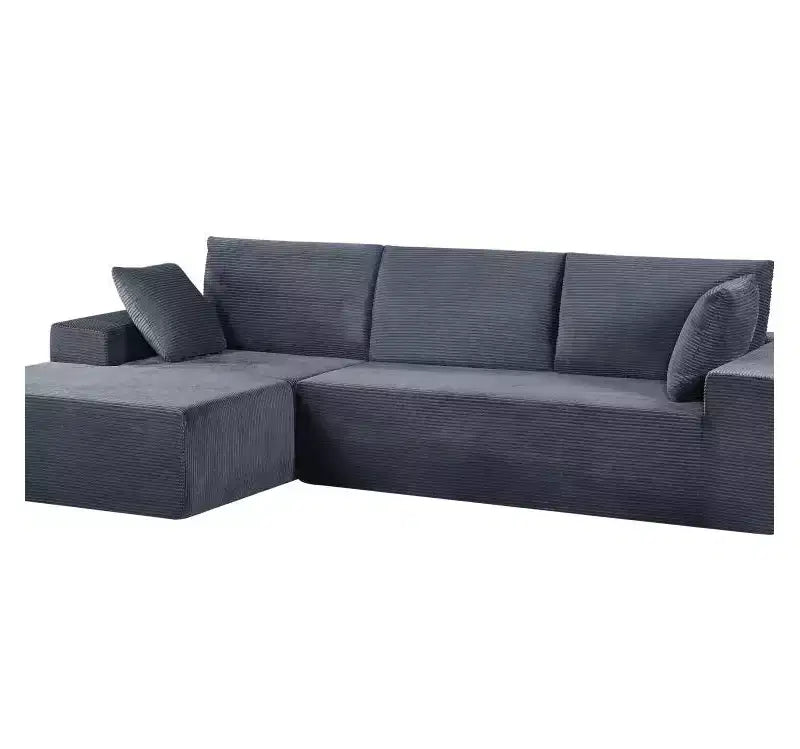 Divano componibile moderno convertibile Whisen da 108'', accogliente divano letto con chaise longue a destra in morbido tessuto a coste, nessun assemblaggio richiesto