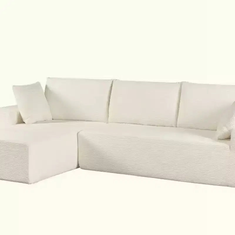 Divano componibile moderno convertibile Whisen da 108'', accogliente divano letto con chaise longue a destra in morbido tessuto a coste, nessun assemblaggio richiesto