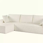 Divano componibile moderno convertibile Whisen da 108'', accogliente divano letto con chaise longue a destra in morbido tessuto a coste, nessun assemblaggio richiesto