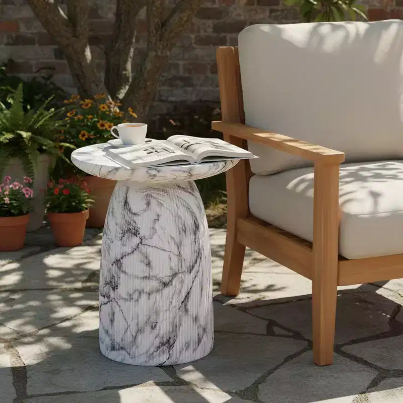 Christopher Knight Home Ulrike Modern Patio Lightweight Concrete Side Table