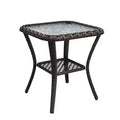 UPTIOT Outdoor Side Table with Tempered Glass Top & Two-Tier Storage