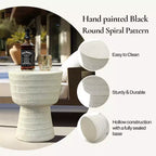 LuxenHome Tavolino da Esterno, Tavolino Rotondo da 15 con Motivo a Spirale, Tavolino d'Appoggio per Esterni e Interni, Tavolini da Caffè per Patio