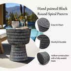 LuxenHome Tavolino da Esterno, Tavolino Rotondo da 15 con Motivo a Spirale, Tavolino d'Appoggio per Esterni e Interni, Tavolini da Caffè per Patio