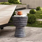LuxenHome Tavolino da Esterno, Tavolino Rotondo da 15 con Motivo a Spirale, Tavolino d'Appoggio per Esterni e Interni, Tavolini da Caffè per Patio