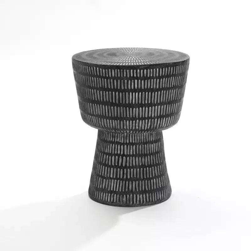 LuxenHome Outdoor Side Table, 15 round Spiral Pattern End Table, Accent Side Table for Outdoor and Indoor, Coffee Tables for Patio