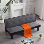 MAYEERTY 62.99 Divano Letto Futon, Schienale Regolabile in 5 Posizioni in Finta Pelle Scamosciata per Casa Ufficio