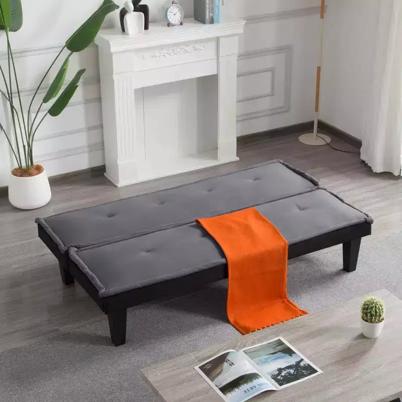 MAYEERTY 62.99 Divano Letto Futon, Schienale Regolabile in 5 Posizioni in Finta Pelle Scamosciata per Casa Ufficio