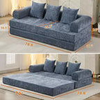 MooxvMoo Divano Letto Convertibile 4 in 1, Letto Divano Pieghevole da Terra con Braccioli e Cuscino, Nessun Montaggio Richiesto, Comodo Divano in Memory Foam, Blu