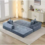 MooxvMoo Divano Letto Convertibile 4 in 1, Letto Divano Pieghevole da Terra con Braccioli e Cuscino, Nessun Montaggio Richiesto, Comodo Divano in Memory Foam, Blu