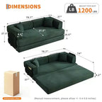 Divano Letto Trasformabile 5-in-1, Divano Futon Oversize in Corduroy da 78,8 Pollici, Schienale Regolabile, Cuscino, Nessun Montaggio, Lounge Modulare Salvaspazio