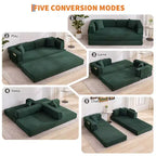 Divano Letto Trasformabile 5-in-1, Divano Futon Oversize in Corduroy da 78,8 Pollici, Schienale Regolabile, Cuscino, Nessun Montaggio, Lounge Modulare Salvaspazio