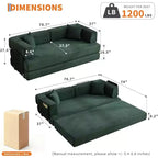 Canapé-lit convertible 5 en 1, couchage en velours côtelé de 198 cm avec cadre robuste, aucun assemblage requis, pour petits espaces et chambres d'amis