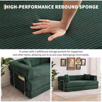 Canapé-lit convertible 5 en 1, couchage en velours côtelé de 198 cm avec cadre robuste, aucun assemblage requis, pour petits espaces et chambres d'amis
