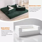 Canapé-lit convertible 5 en 1, couchage en velours côtelé de 198 cm avec cadre robuste, aucun assemblage requis, pour petits espaces et chambres d'amis