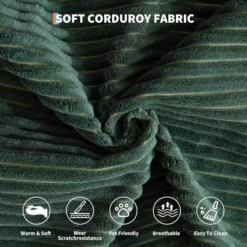 Canapé-lit convertible 5 en 1, couchage en velours côtelé de 198 cm avec cadre robuste, aucun assemblage requis, pour petits espaces et chambres d'amis