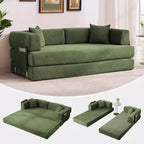 Canapé-lit convertible 5 en 1, couchage en velours côtelé de 198 cm avec cadre robuste, aucun assemblage requis, pour petits espaces et chambres d'amis