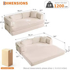 Canapé-lit convertible 5 en 1, couchage en velours côtelé de 198 cm avec cadre robuste, aucun assemblage requis, pour petits espaces et chambres d'amis