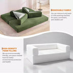 Canapé-lit convertible 5 en 1, couchage en velours côtelé de 198 cm avec cadre robuste, aucun assemblage requis, pour petits espaces et chambres d'amis