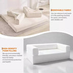 Canapé-lit convertible 5 en 1, couchage en velours côtelé de 198 cm avec cadre robuste, aucun assemblage requis, pour petits espaces et chambres d'amis
