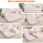Canapé-lit convertible 5 en 1, couchage en velours côtelé de 198 cm avec cadre robuste, aucun assemblage requis, pour petits espaces et chambres d'amis