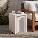 Christopher Knight Home Rei Modern Patio Lightweight Concrete Geometric Texture Minimalist Side Table