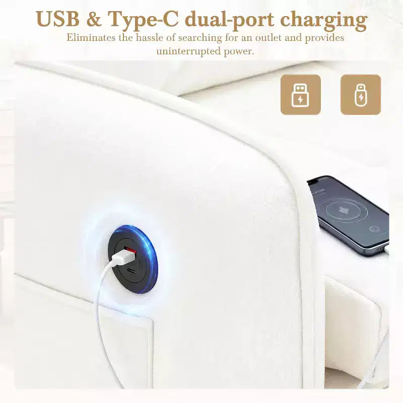 Polibi Sedia Letto Trasformabile 3-in-1 con Ricarica USB e Contenitore Nascosto