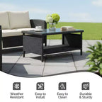 Karl Home | Tavolino Laterale a Due Livelli in Vimini di Rattan con Sfumatura Elegante