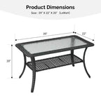 Karl Home | Elegante tavolino laterale in vimini nero con piano in vetro texturizzato e doppio ripiano