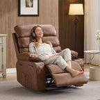 Fauteuil inclinable manuel élargi, grand pouf, cuir PU, avec fonctions de massage et de chauffage, convient aux salons et aux bureaux, marron