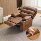 Fauteuil inclinable manuel élargi, grand pouf, cuir PU, avec fonctions de massage et de chauffage, convient aux salons et aux bureaux, marron