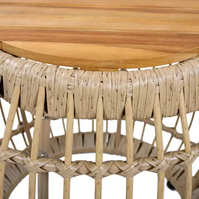 Tavolino da Esterno Blanda in Legno di Acacia e Vimini Stile Rustico Christopher Knight Home