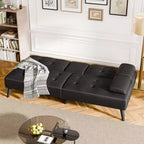 Celebalcony Divano Letto Futon, Divano Pieghevole in Pelle, con Braccioli Rimovibili, Divanetto Imbottito con Portabicchieri Pieghevoli per Casa, Ufficio, Nero