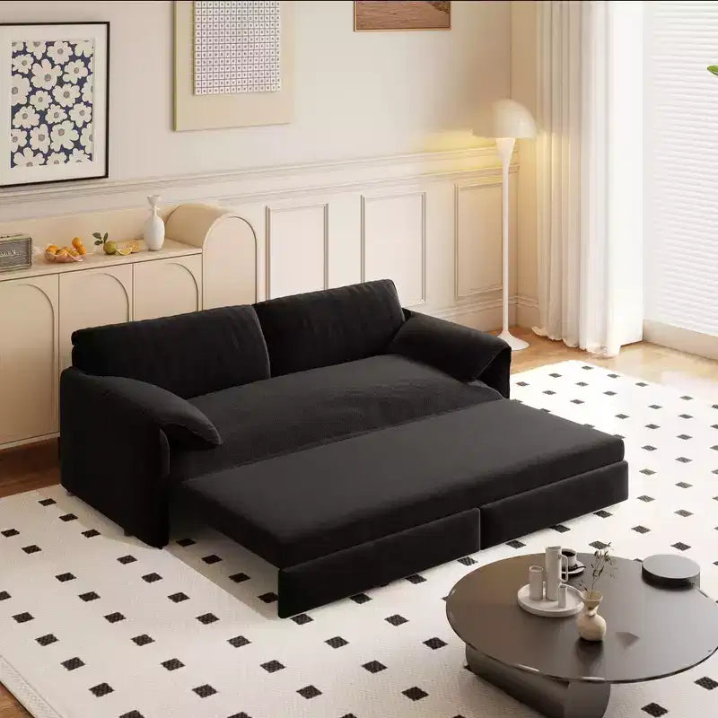 Whisen Divano Letto a Scomparsa 3 in 1 in Velluto Queen Size e Divano Letto Convertibile a Scomparsa Queen Size da 66", Divano con Tasche Laterali (Aggiornato)