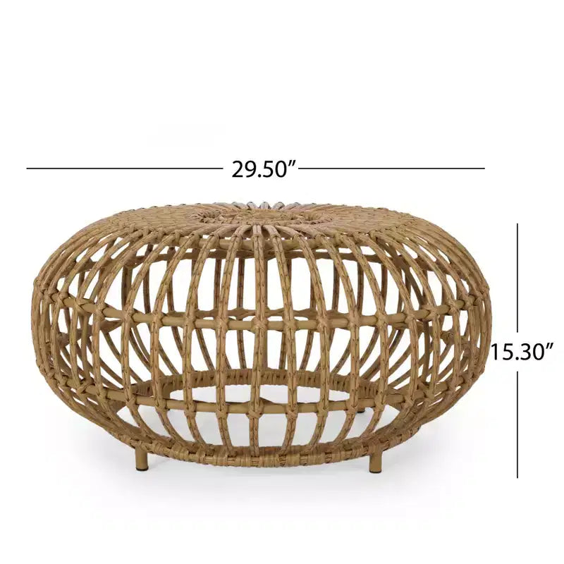 NAYSAYE Table d'appoint ronde de 30 pouces pour patio, table basse en rotin synthétique, table d'appoint intérieure/extérieure, durable et fabriquée à la main, marron, 29,5*29,5*15,3