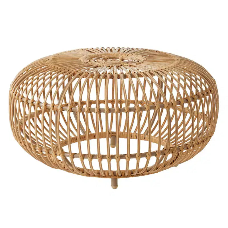 NAYSAYE Table d'appoint ronde de 30 pouces pour patio, table basse en rotin synthétique, table d'appoint intérieure/extérieure, durable et fabriquée à la main, marron, 29,5*29,5*15,3
