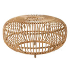 NAYSAYE Table d'appoint ronde de 30 pouces pour patio, table basse en rotin synthétique, table d'appoint intérieure/extérieure, durable et fabriquée à la main, marron, 29,5*29,5*15,3