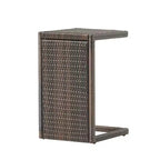 NAYSAYE Tavolino da Esterno a C in Rattan PE, Tavolino Laterale Salvaspazio per Patio Giardino Balcone, Marrone, 14.5*15.5*24