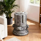 NAYSAYE Cement Outdoor End Table Faux Terrazzo Accent Table Modern Round Side Table for Garden and Patio Use, Gray, 14.37*14.37*18.11