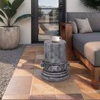 NAYSAYE Table d'appoint d'extérieur en ciment imitation terrazzo, table d'appoint ronde moderne pour jardin et patio, grise, 14.37*14.37*18.11