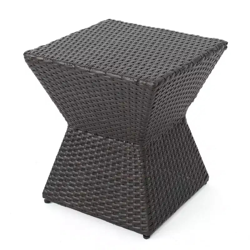 NAYSAYE Table d'appoint d'extérieur en Osier Géométrique, Table d'appoint Durable pour Jardin et Balcon, Marron, 16.25*16.25*18