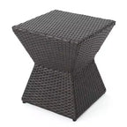 NAYSAYE Table d'appoint d'extérieur en Osier Géométrique, Table d'appoint Durable pour Jardin et Balcon, Marron, 16.25*16.25*18